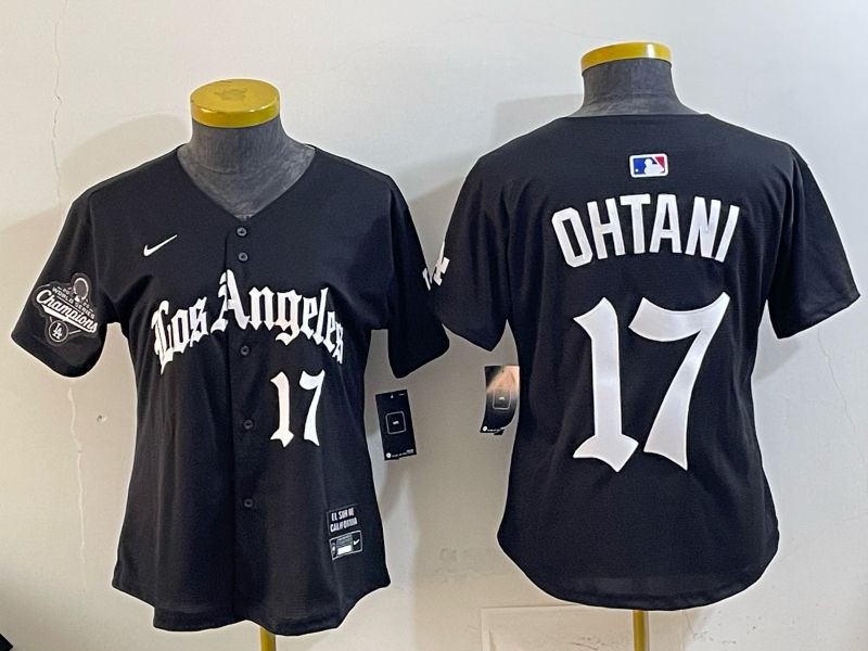 Women Los Angeles Dodgers #17 Ohtani Black 5th Jointly Name 2026 Nike MLB Jersey style 02->women mlb jersey->Women Jersey